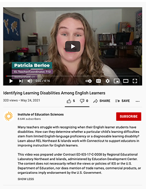 Screenshot of Identifying Learning Disabilities Among English Learners video
