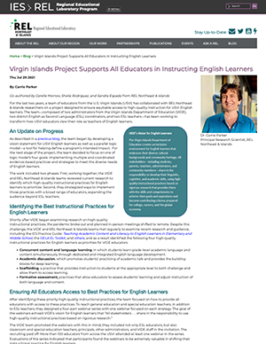 Virgin Islands Project Supports All Educators in Instructing English Learners Website page screenshot